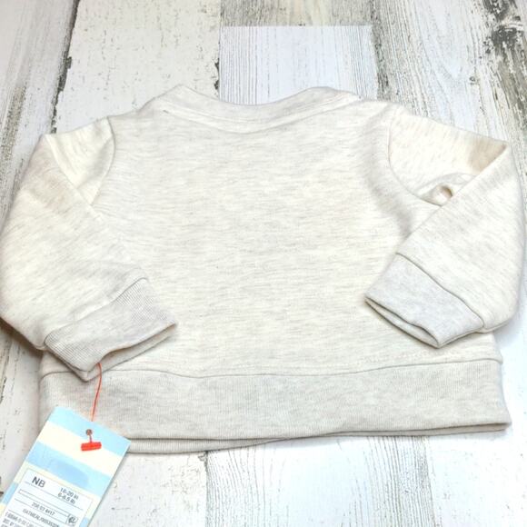 CAT & JACK NB Cream Gray heathered Sequin Heart Sweatshirt Baby NEW Newborn - Picture 6 of 6